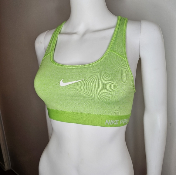Nike Pro Dri-FIT Sports Bra Womens Lime Green Size S - Picture 1 of 13